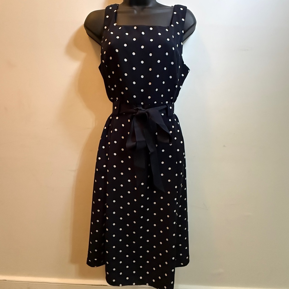 Studio I Navy Polka Dot Midi Dress